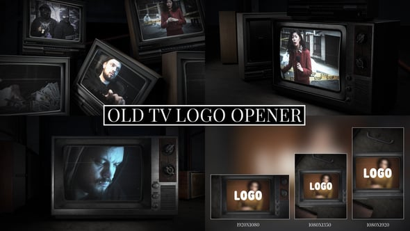 Vintage CRT Screen Logo Opener Vertical Version included MOGRT（036264）-技能树